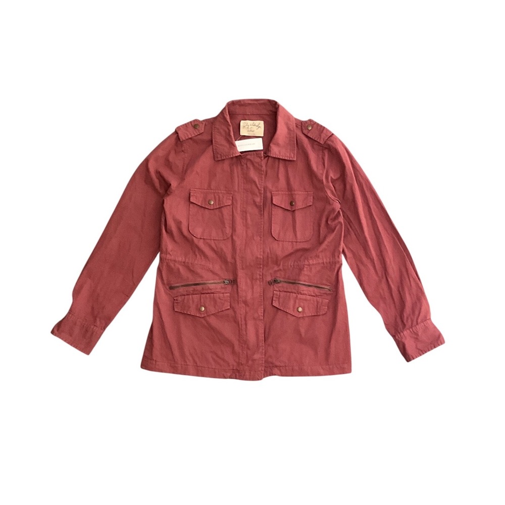 Lily Aldridge Velvet Military Utility Jacket Rose Cotton Anthropologie S NWT